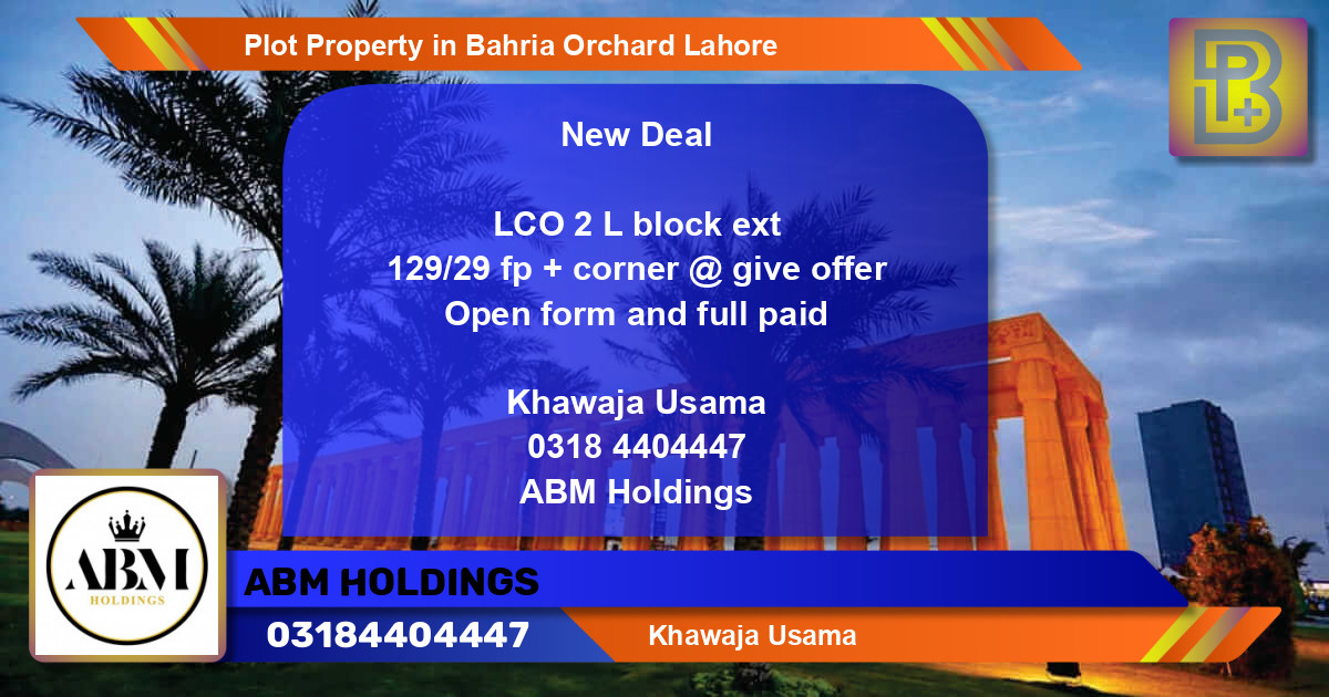 Residential Plot for Sale in Bahria Orchard, Lahore - (BP-59662)