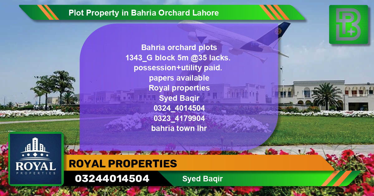 Residential Plot for Sale in Bahria Orchard, Lahore - (BP-59685)