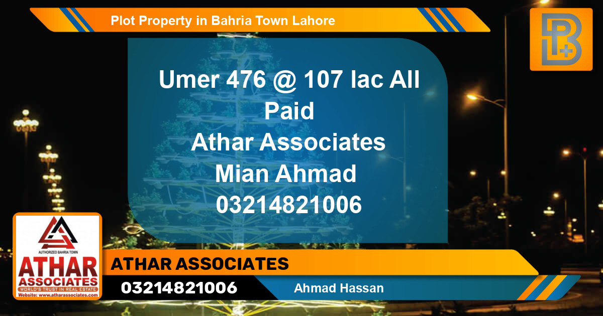 Residential Plot for Sale in Bahria Town, Lahore - (BP-59710)