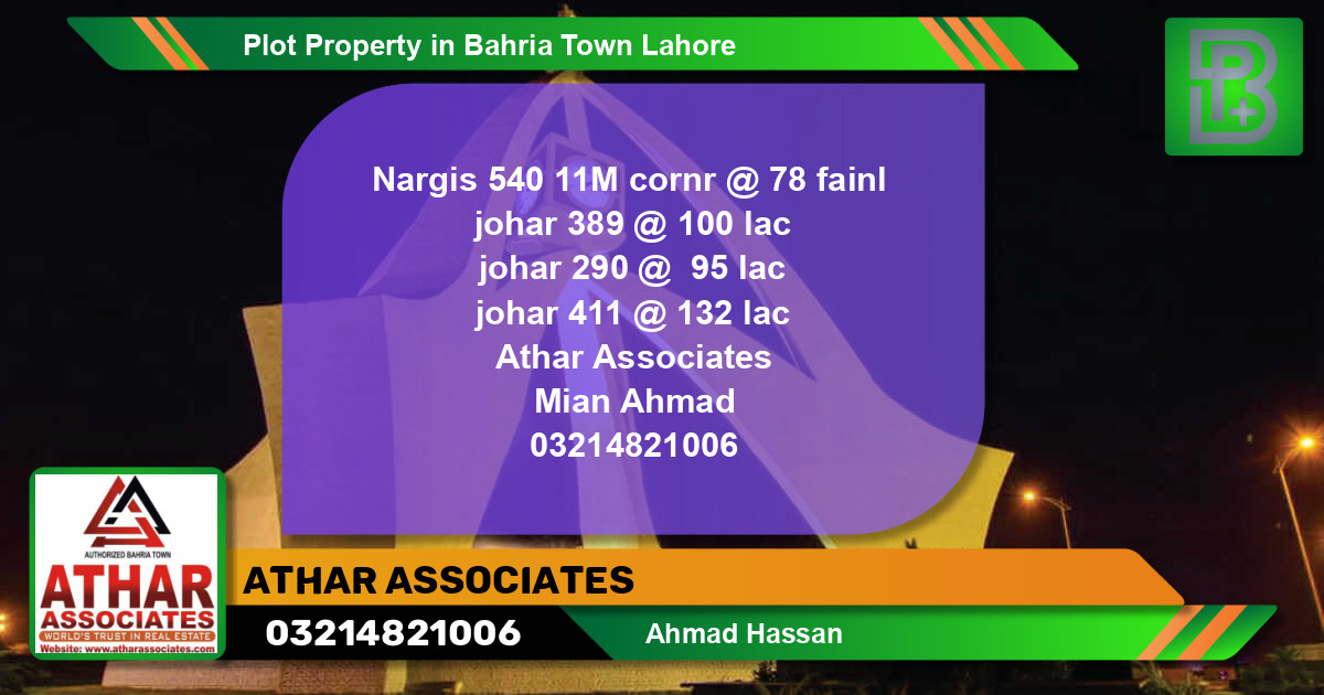Residential Plot for Sale in Bahria Town, Lahore - (BP-59717)