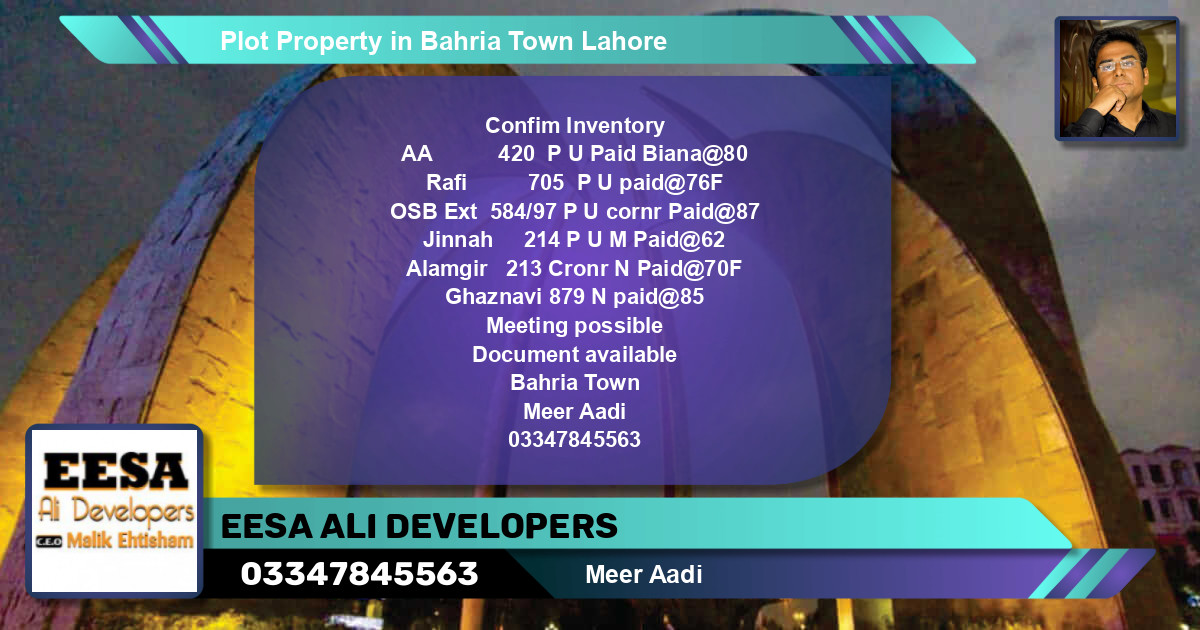 Residential Plot for Sale in Bahria Town, Lahore - (BP-59726)
