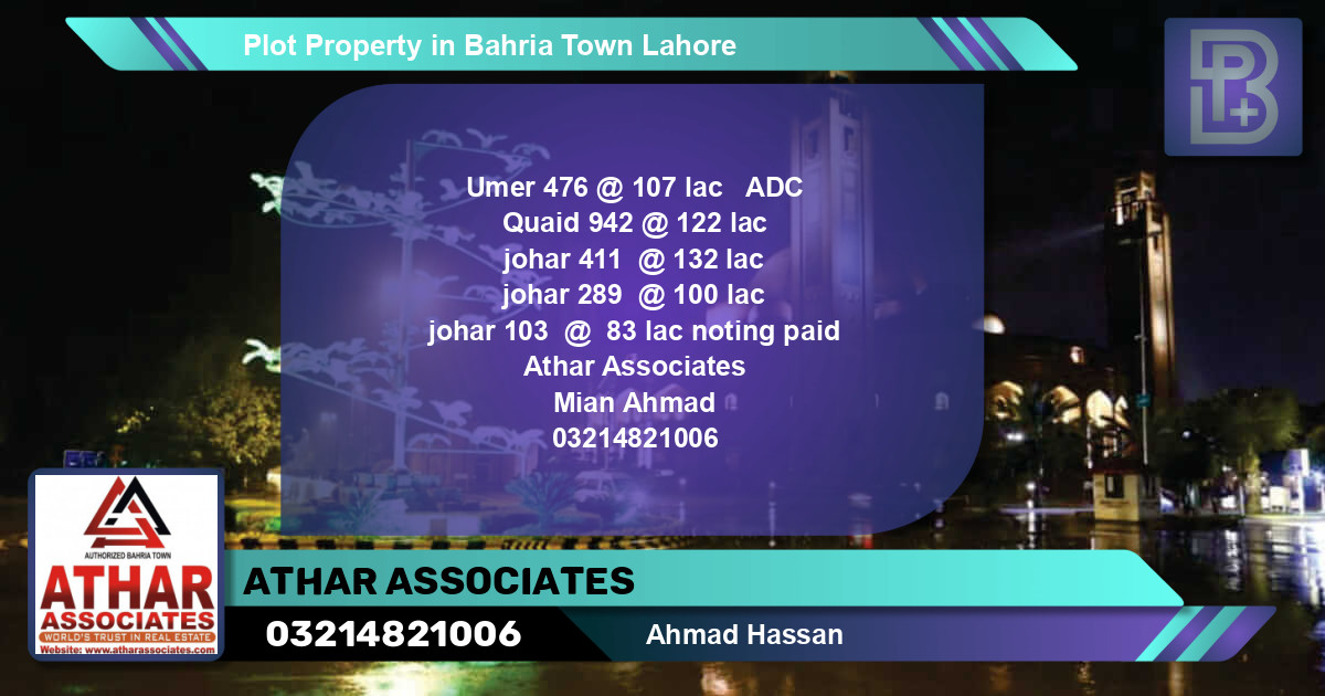 Residential Plot for Sale in Bahria Town, Lahore - (BP-59753)