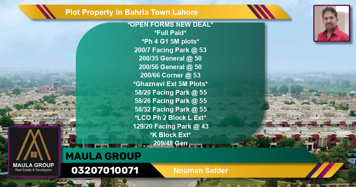 Residential Plot for Sale in Bahria Town, Lahore - (BP-59759)