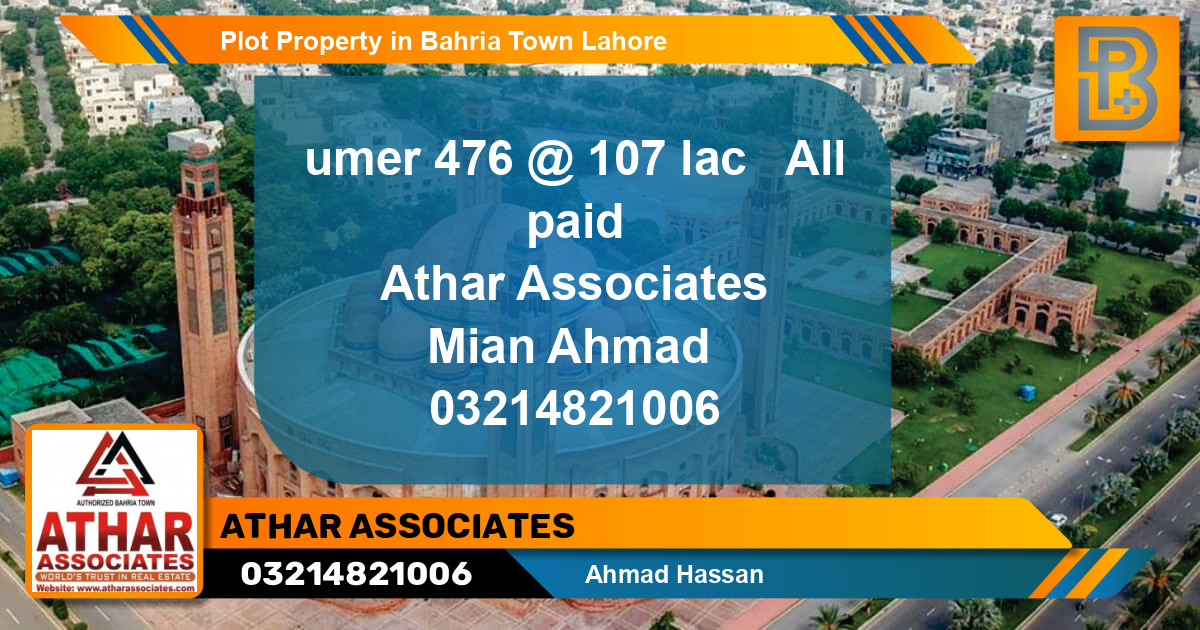 Residential Plot for Sale in Bahria Town, Lahore - (BP-59799)