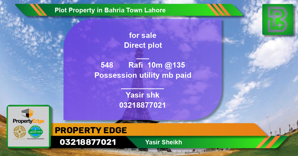 Residential Plot for Sale in Bahria Town, Lahore - (BP-59809)