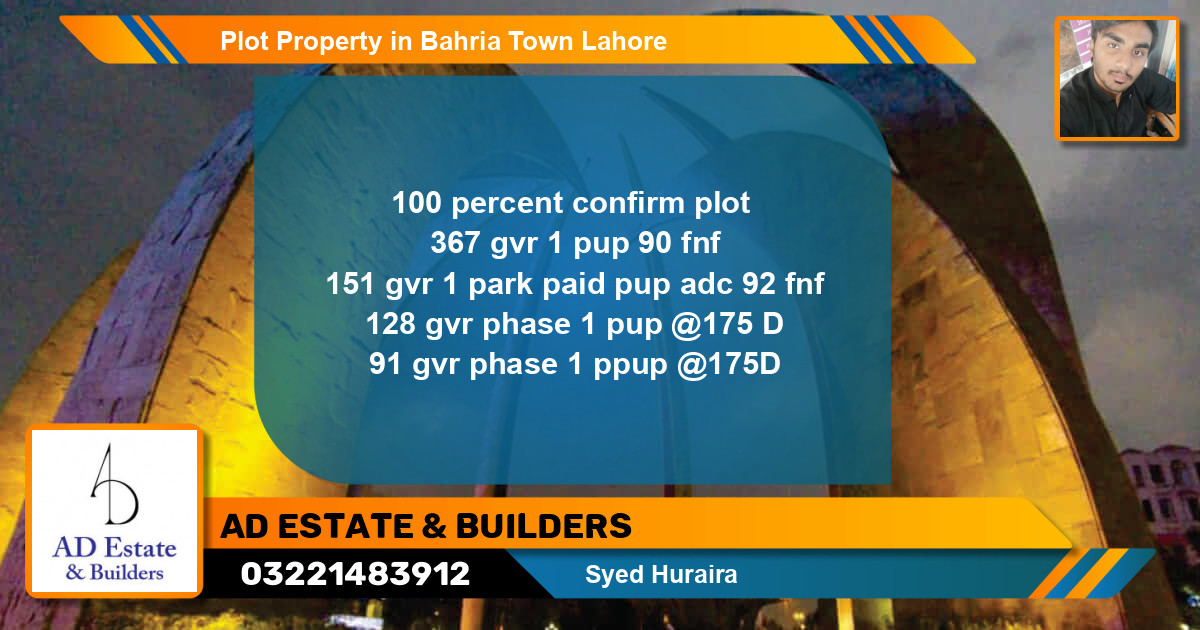 Residential Plot for Sale in Bahria Town, Lahore - (BP-59811)
