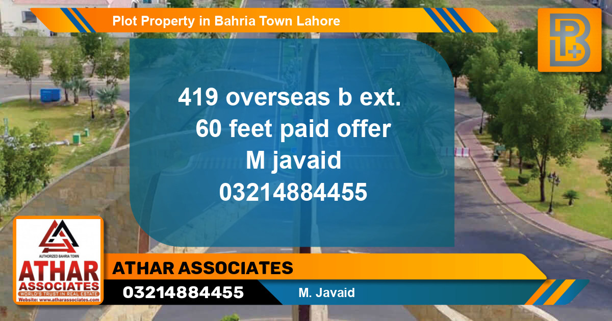 Residential Plot for Sale in Bahria Town, Lahore - (BP-59838)