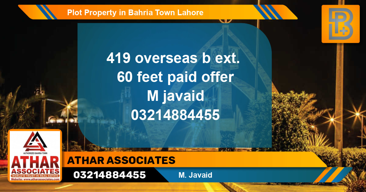 Residential Plot for Sale in Bahria Town, Lahore - (BP-59840)