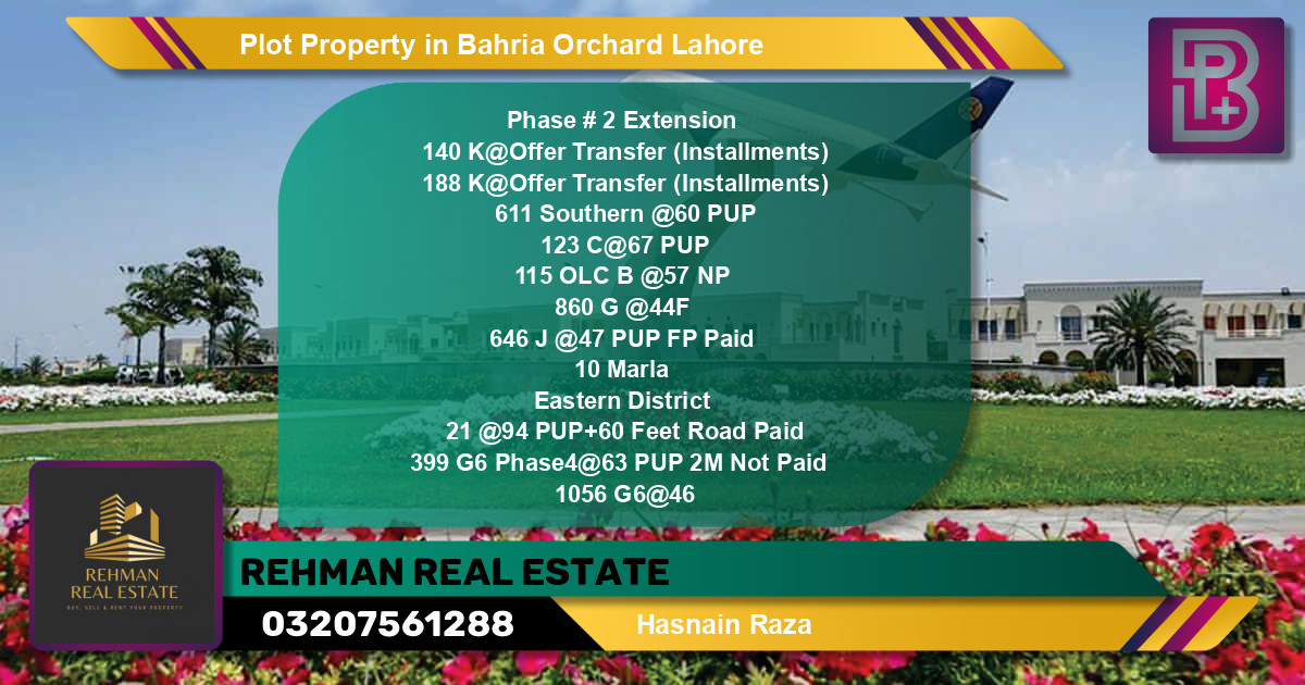 Residential Plot for Sale in Bahria Orchard, Lahore - (BP-59869)