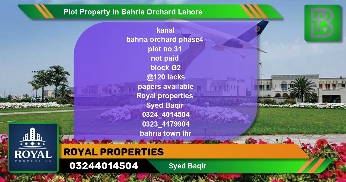 Residential Plot for Sale in Bahria Orchard, Lahore - (BP-59891)
