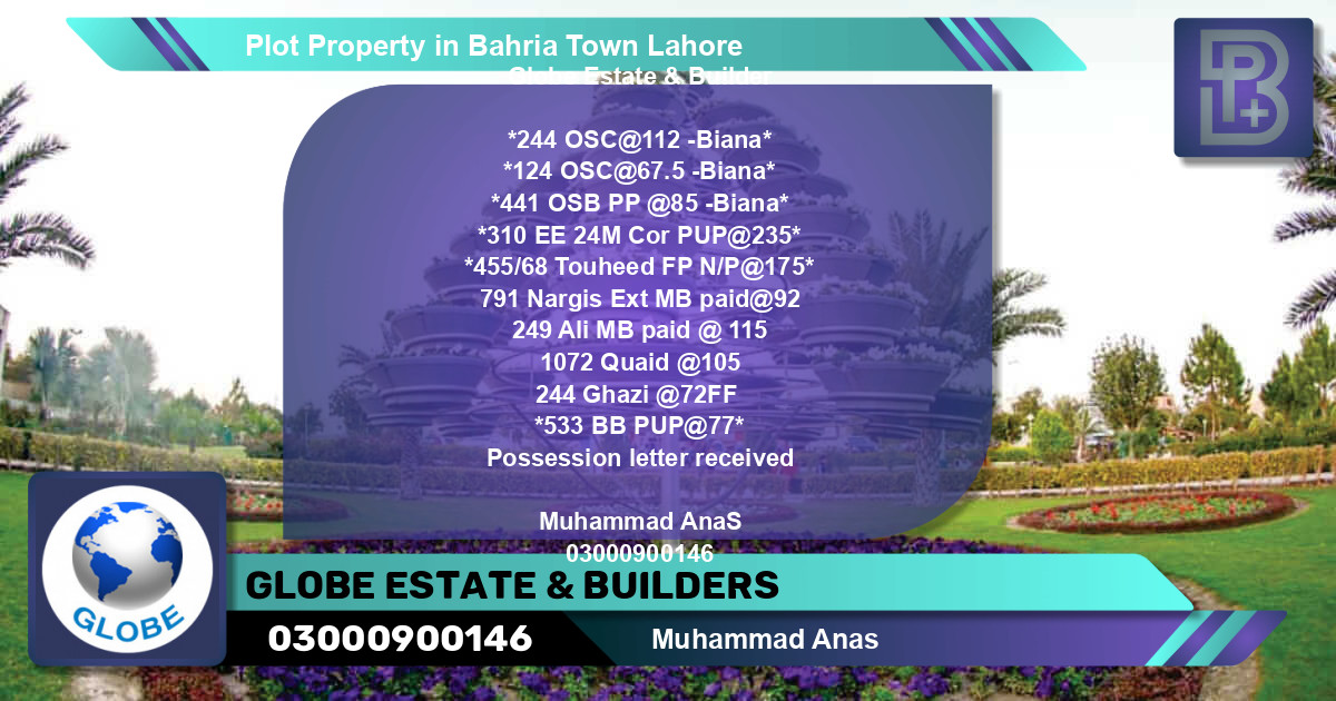 Residential Plot for Sale in Bahria Town, Lahore - (BP-59905)