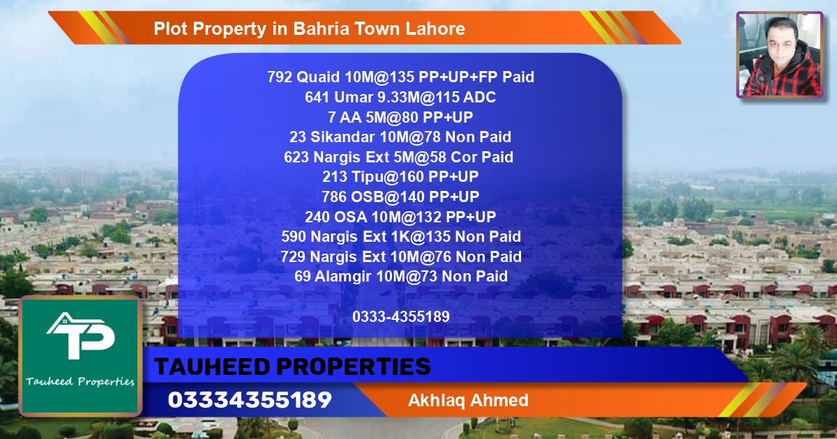 Residential Plot for Sale in Bahria Town, Lahore - (BP-59953)