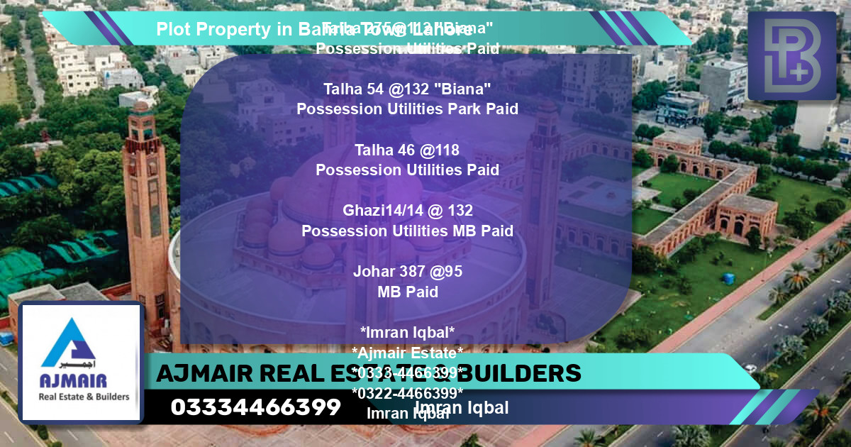 Residential Plot for Sale in Bahria Town, Lahore - (BP-59962)