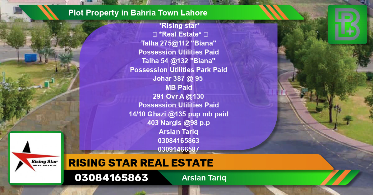 Residential Plot for Sale in Bahria Town, Lahore - (BP-59970)