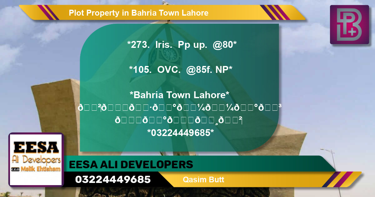 Residential Plot for Sale in Bahria Town, Lahore - (BP-59974)