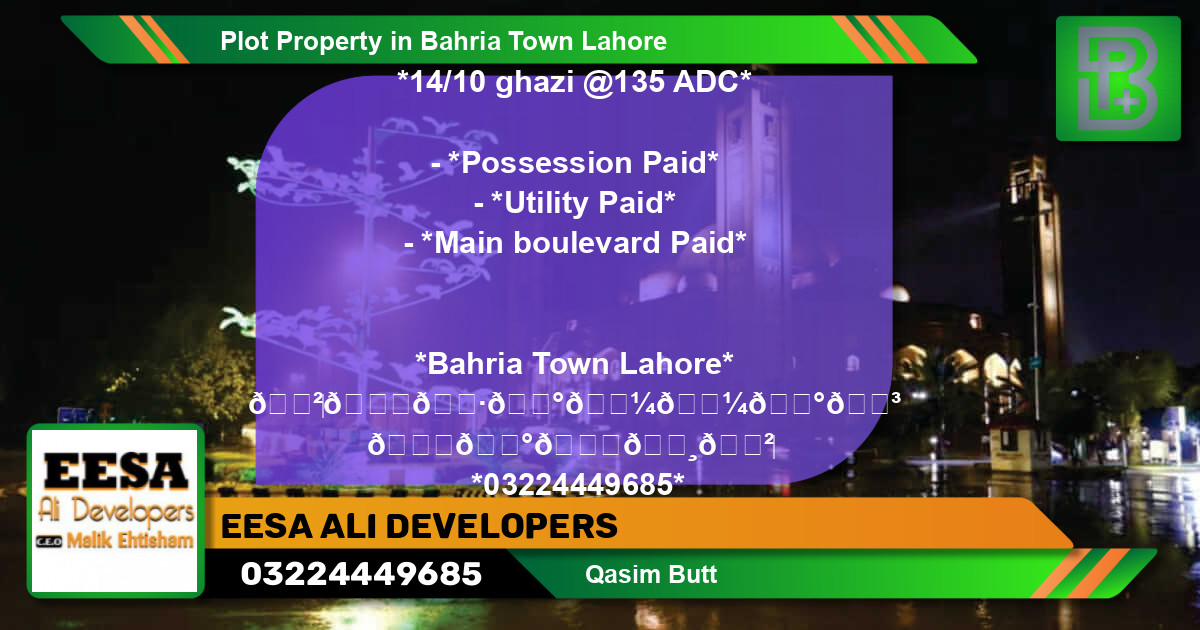 Residential Plot for Sale in Bahria Town, Lahore - (BP-59977)