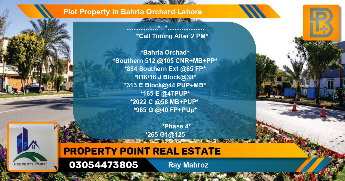 Residential Plot for Sale in Bahria Orchard, Lahore - (BP-59980)