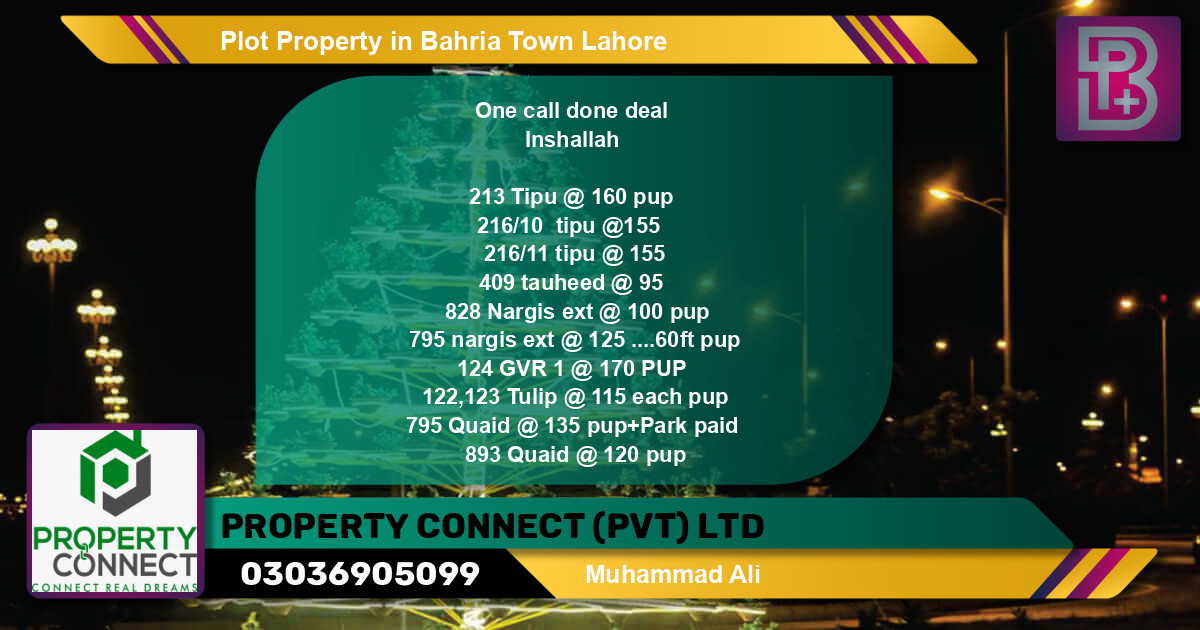 Residential Plot for Sale in Bahria Town, Lahore - (BP-59984)