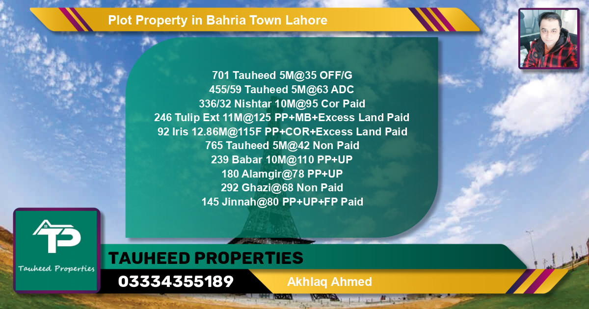 Residential Plot for Sale in Bahria Town, Lahore - (BP-59985)