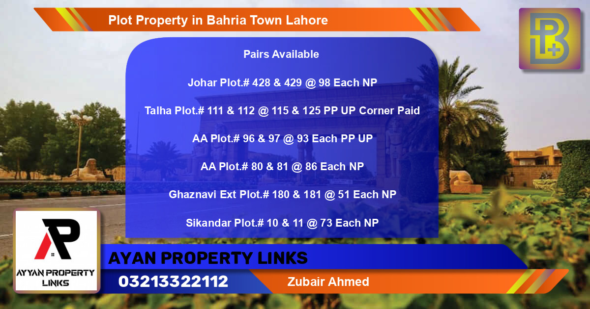 Residential Plot for Sale in Bahria Town, Lahore - (BP-60000)