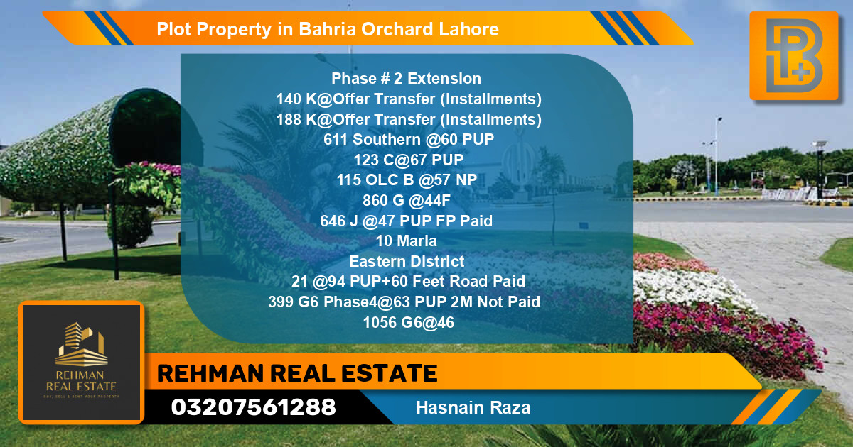 Residential Plot for Sale in Bahria Orchard, Lahore - (BP-60015)