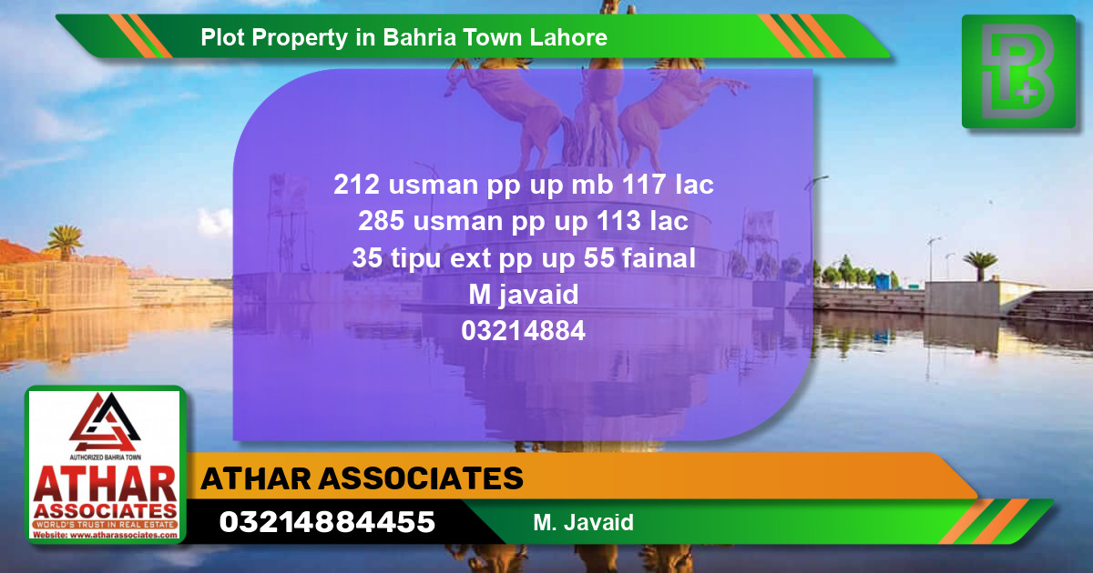 Residential Plot for Sale in Bahria Town, Lahore - (BP-60041)