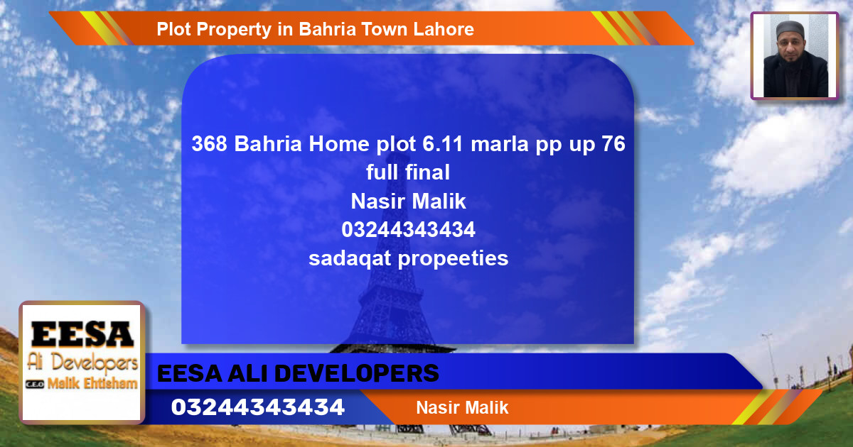 Residential Plot for Sale in Bahria Town, Lahore - (BP-60045)