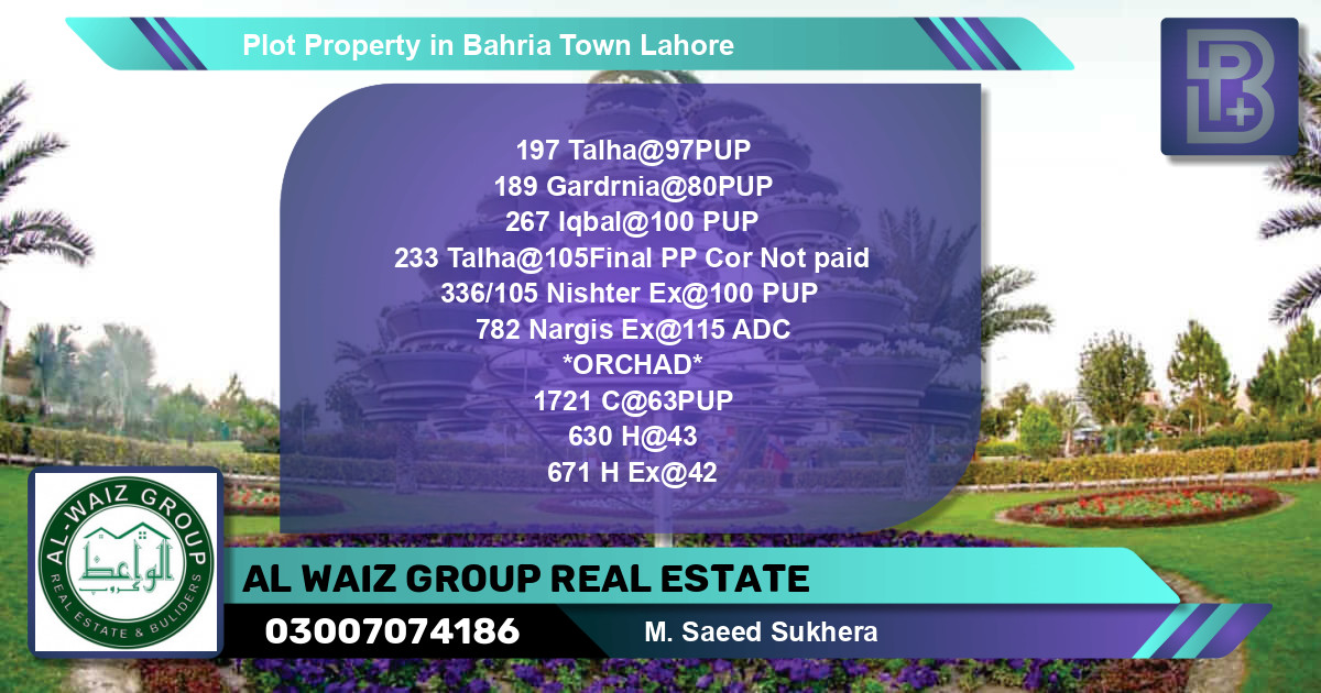 Residential Plot for Sale in Bahria Town, Lahore - (BP-60063)