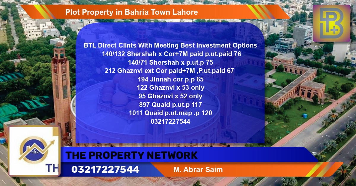 Residential Plot for Sale in Bahria Town, Lahore - (BP-60071)