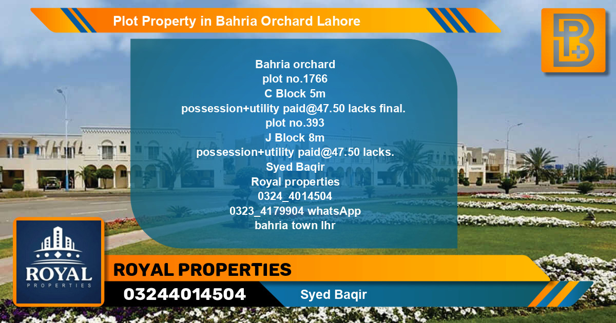 Residential Plot for Sale in Bahria Orchard, Lahore - (BP-60075)
