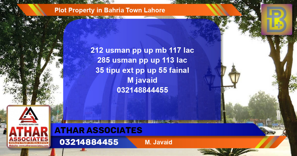 Residential Plot for Sale in Bahria Town, Lahore - (BP-60081)