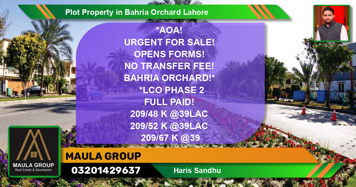 Residential Plot for Sale in Bahria Orchard, Lahore - (BP-60089)