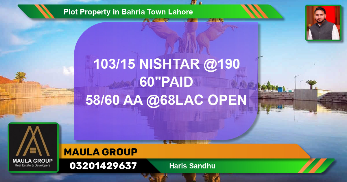 Residential Plot for Sale in Bahria Town, Lahore - (BP-60091)