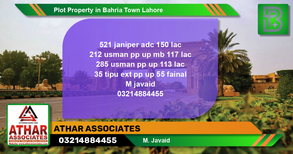 Residential Plot for Sale in Bahria Town, Lahore - (BP-60097)