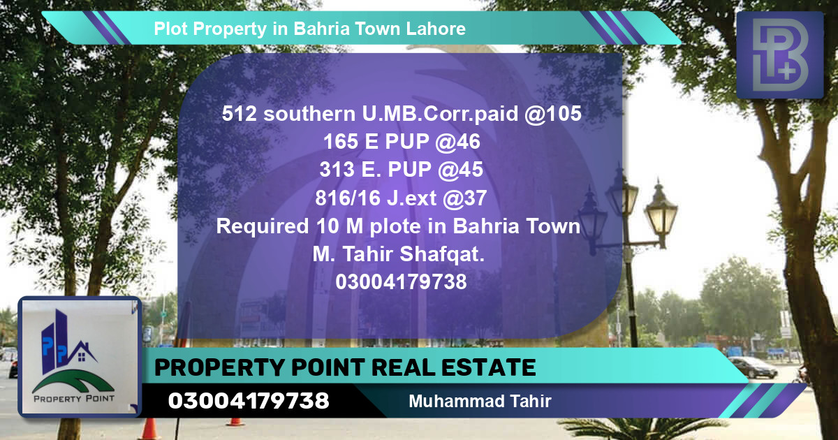 Residential Plot for Sale in Bahria Town, Lahore - (BP-60101)