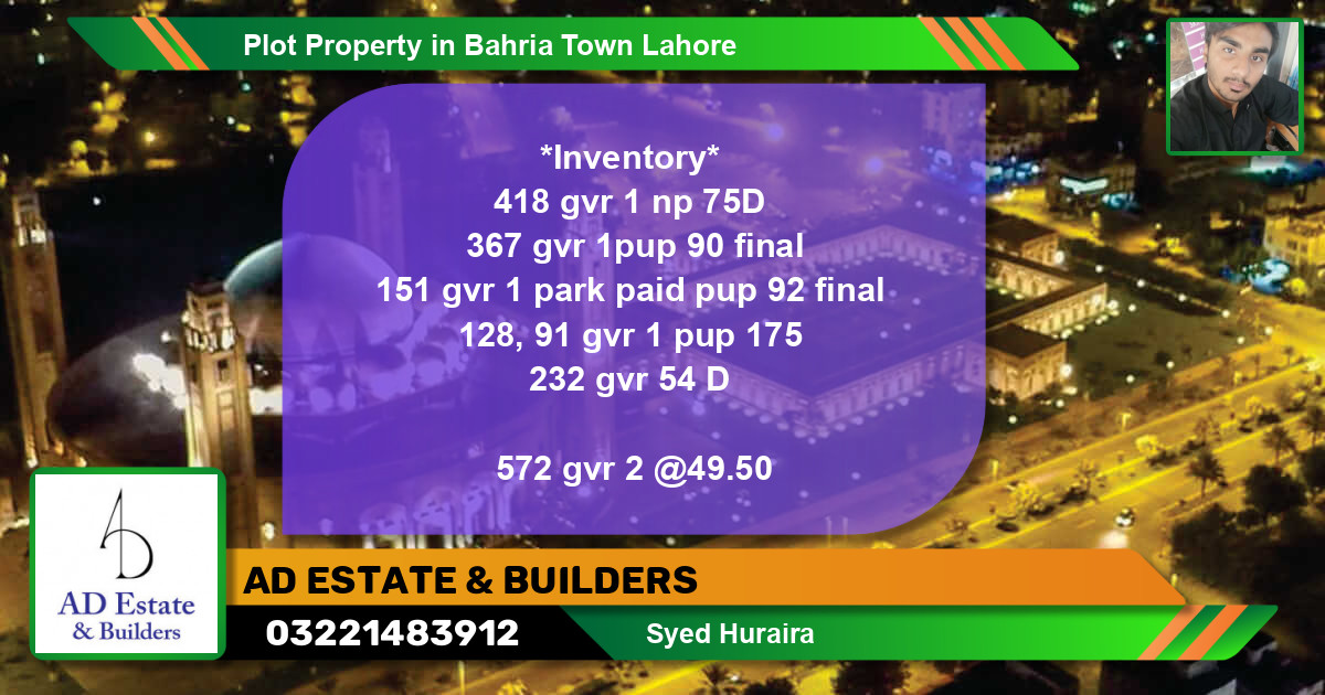 Residential Plot for Sale in Bahria Town, Lahore - (BP-60118)