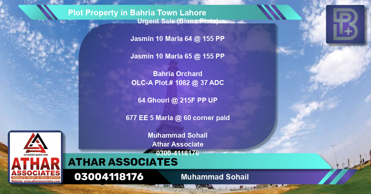 Residential Plot for Sale in Bahria Town, Lahore - (BP-60128)