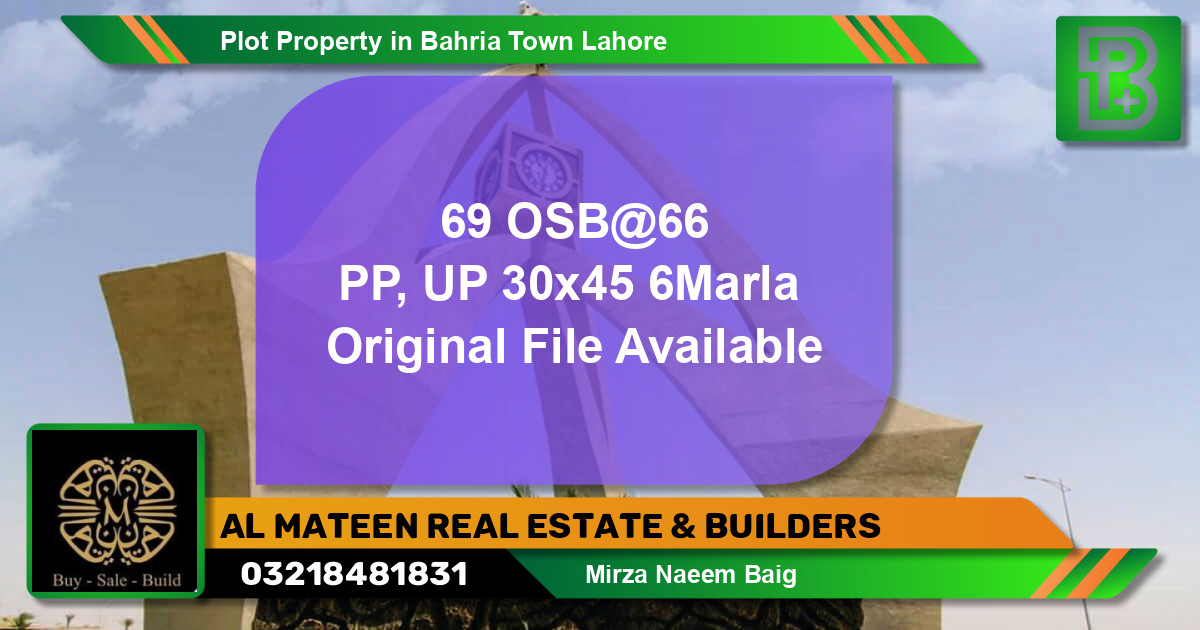 Residential Plot for Sale in Bahria Town, Lahore - (BP-60168)
