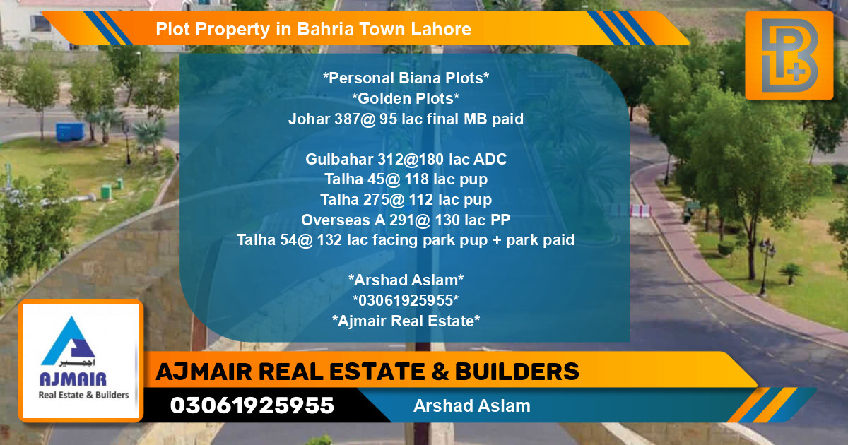 Residential Plot for Sale in Bahria Town, Lahore - (BP-60194)
