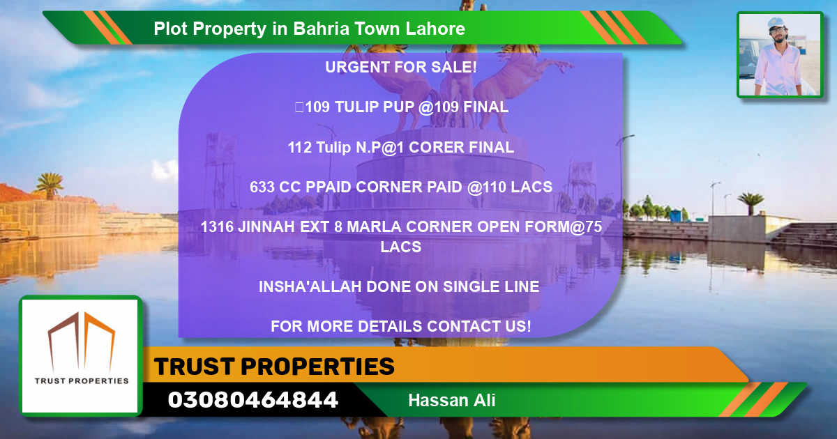 Residential Plot for Sale in Bahria Town, Lahore - (BP-60201)