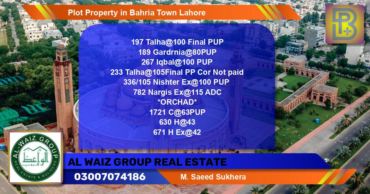 Residential Plot for Sale in Bahria Town, Lahore - (BP-60205)