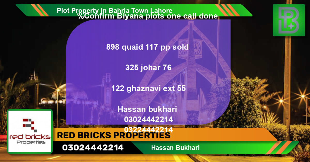 Residential Plot for Sale in Bahria Town, Lahore - (BP-60250)
