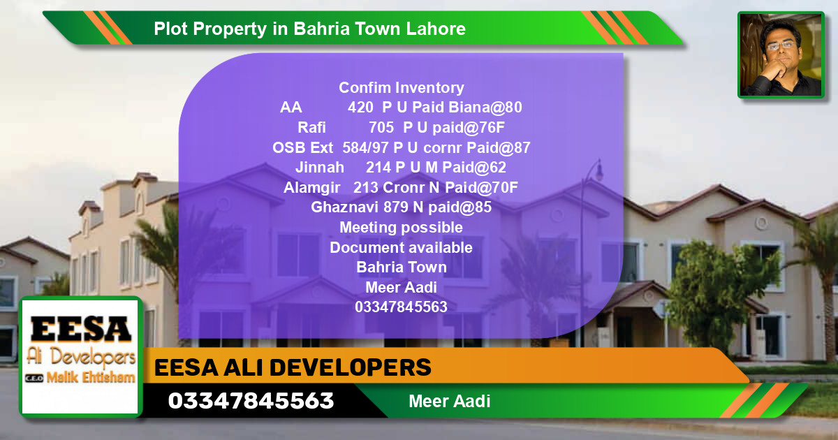 Residential Plot for Sale in Bahria Town, Lahore - (BP-60265)