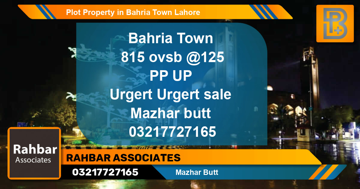Residential Plot for Sale in Bahria Town, Lahore - (BP-60270)