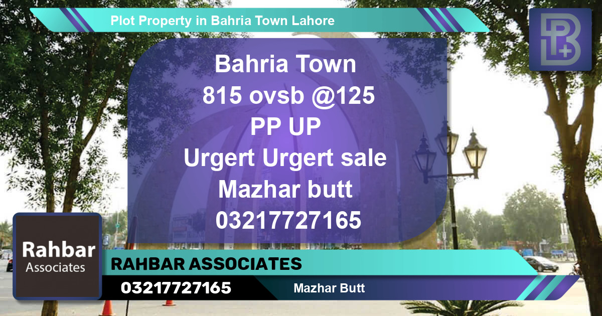 Residential Plot for Sale in Bahria Town, Lahore - (BP-60274)