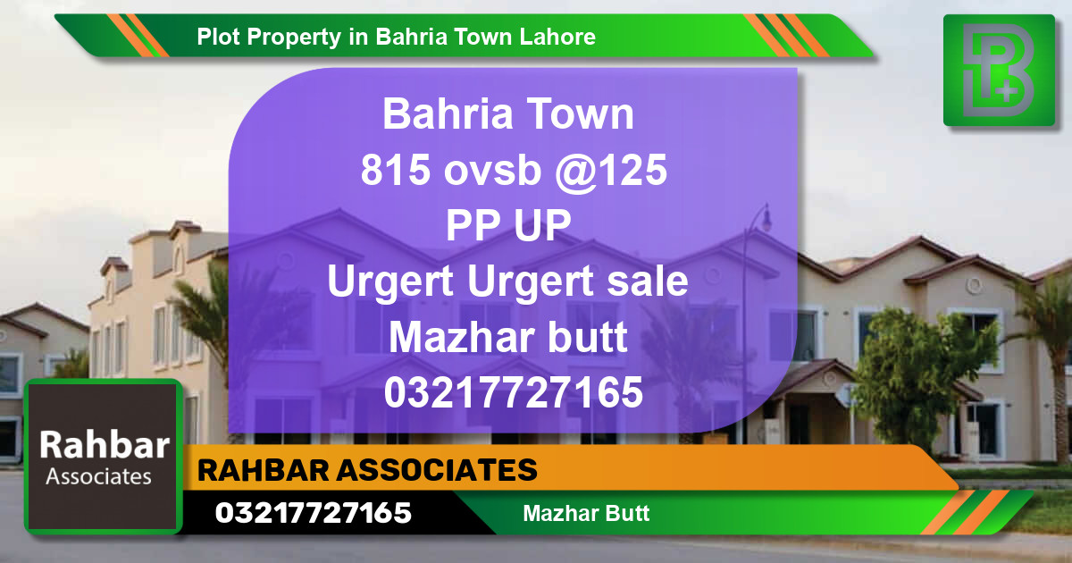 Residential Plot for Sale in Bahria Town, Lahore - (BP-60275)