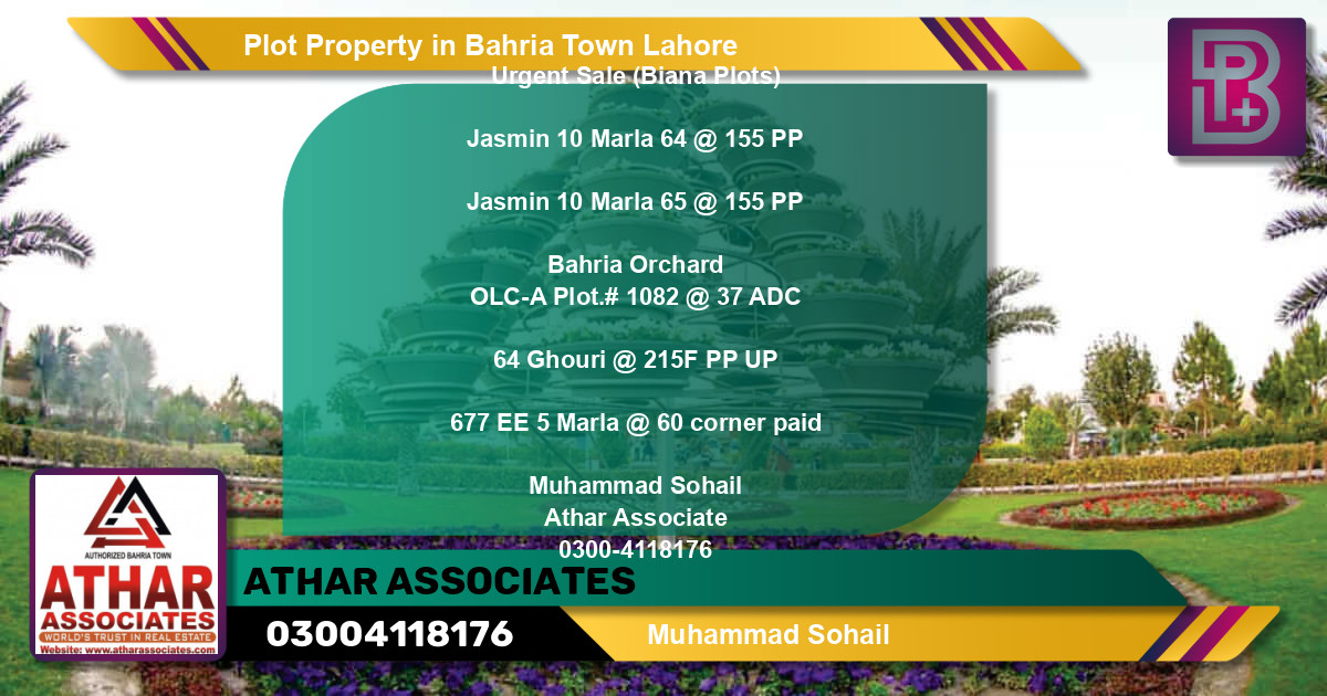 Residential Plot for Sale in Bahria Town, Lahore - (BP-60308)