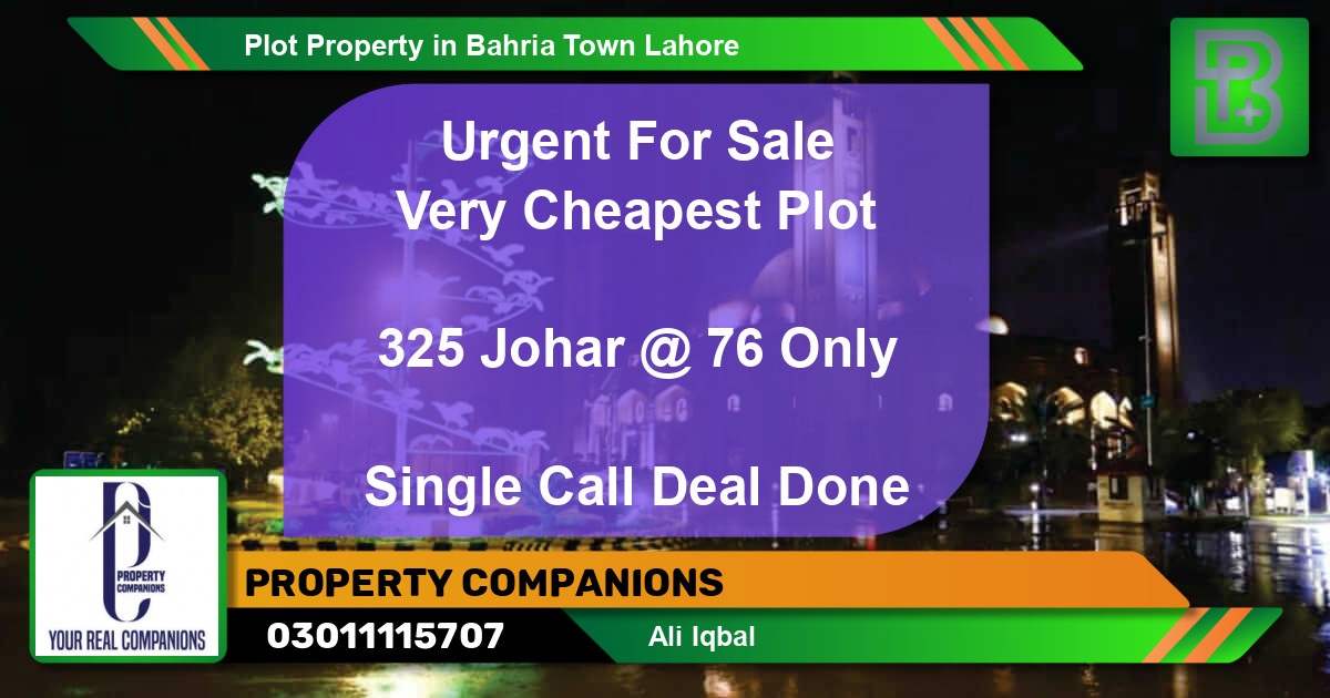 Residential Plot for Sale in Bahria Town, Lahore - (BP-60321)