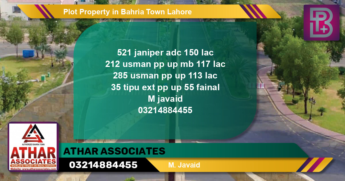 Residential Plot for Sale in Bahria Town, Lahore - (BP-60347)