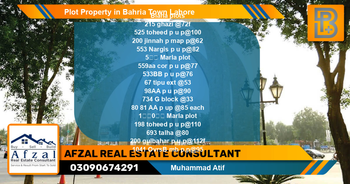 Residential Plot for Sale in Bahria Town, Lahore - (BP-60353)